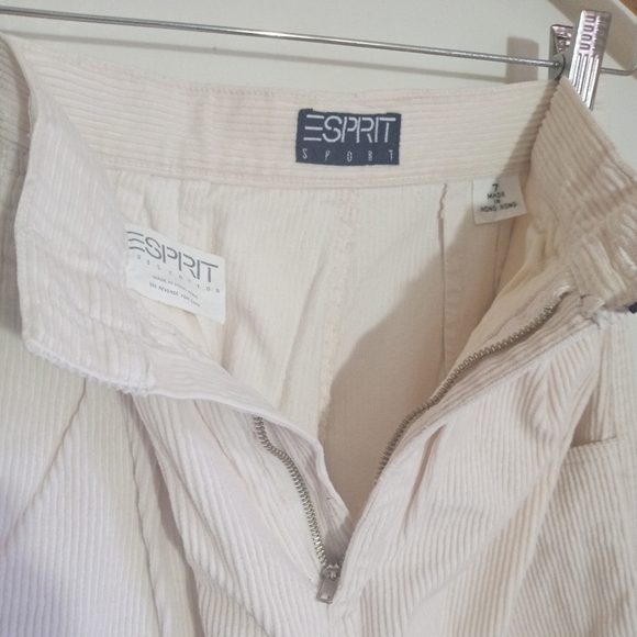 Esprit Sport Vintage pleated and tapered cream colored corduroy pants EUC size 7 - Picture 7 of 9